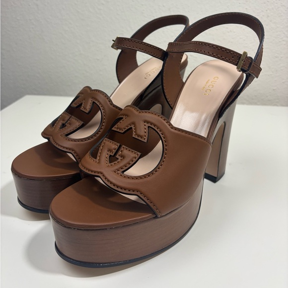 Gucci interlocking G cut off Sandals heel - Picture 1 of 10